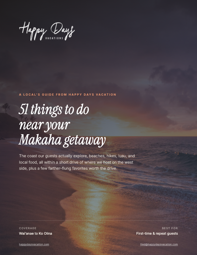Cover of the 51 things to do near your Makaha getaway guide