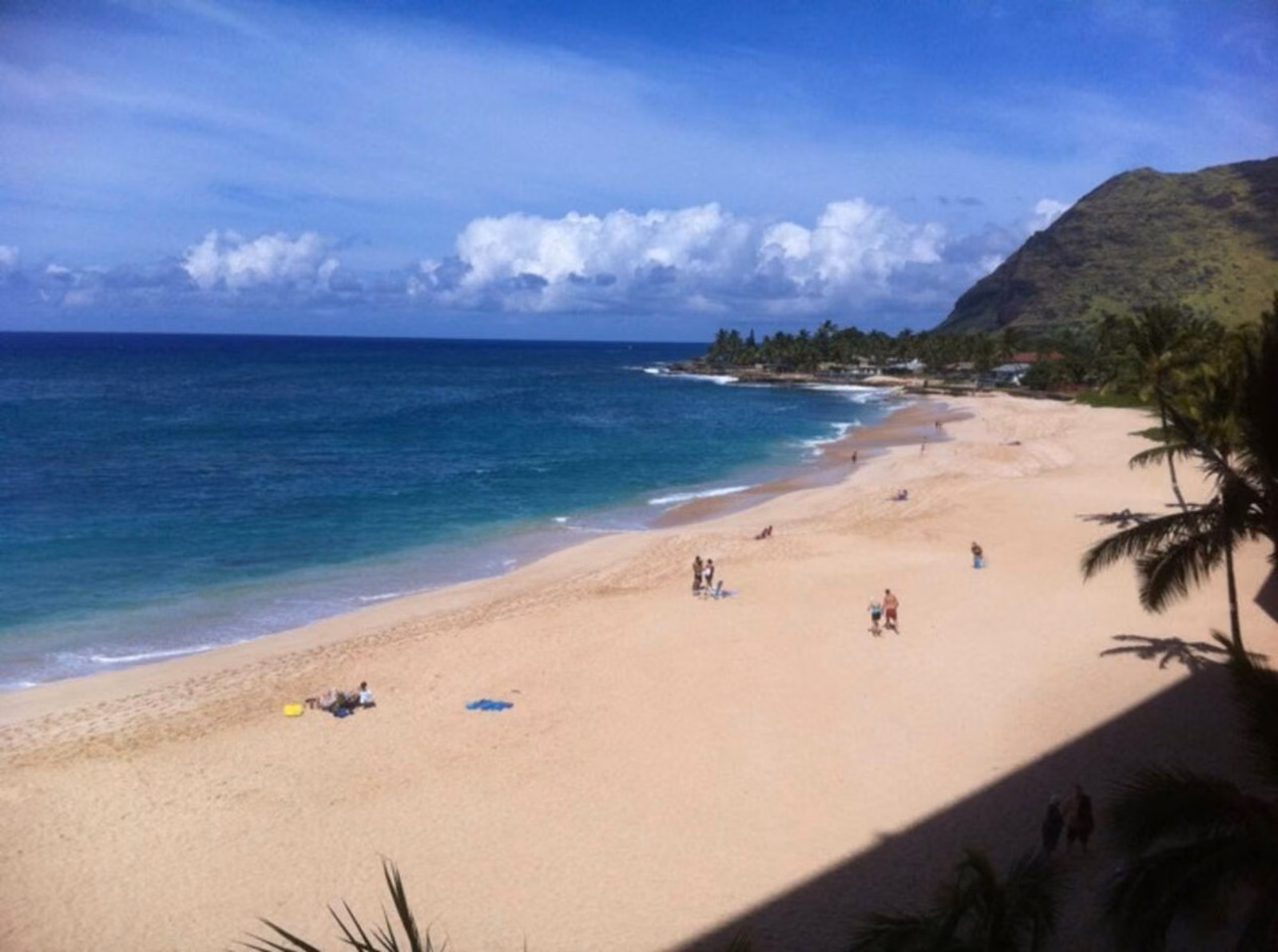 Long view down Papaoneone Beach toward the Waianae mountains